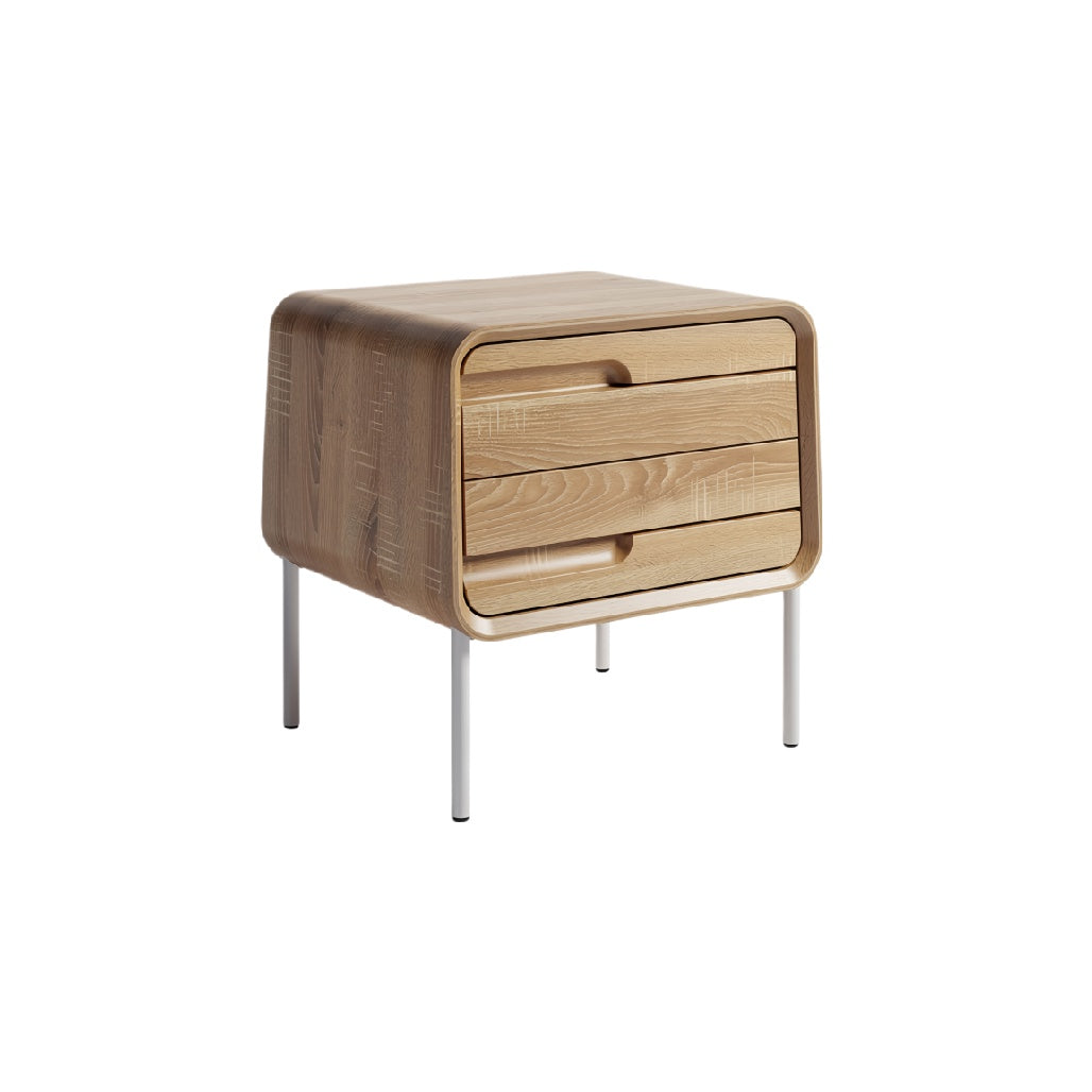 Modern Wooden Nightstand with Sleek Design and Two Drawers