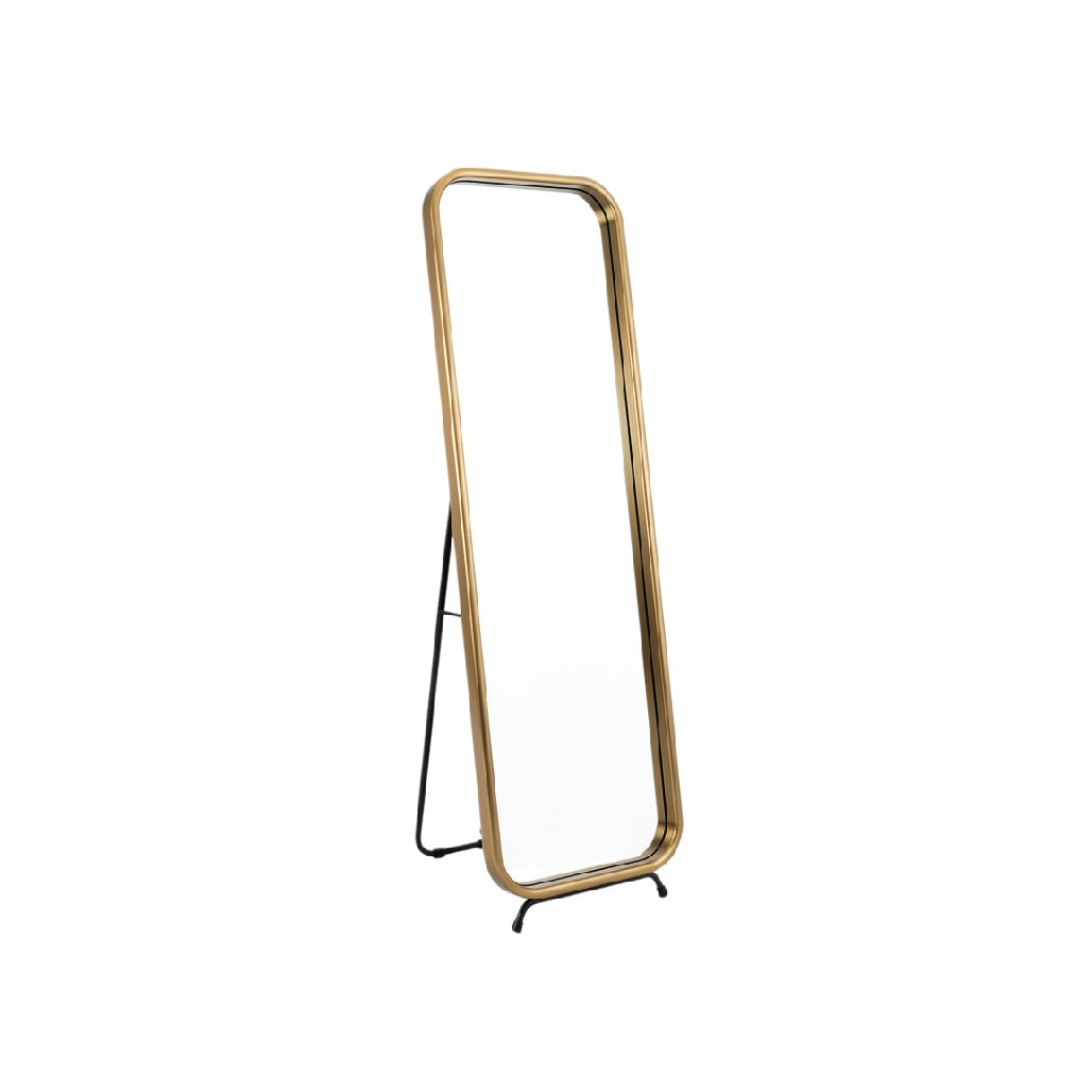 Stylish Gold Framed Full-Length Floor Mirror with Stand