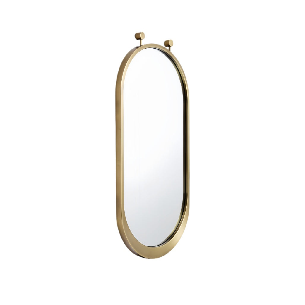 Elegant Oval Wall Mirror with Gold Finish and Minimalist Design